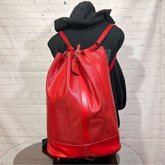 LOUIS VUITTON Epi Randonnee GM Castillan Red. Big Roomy Backpack.